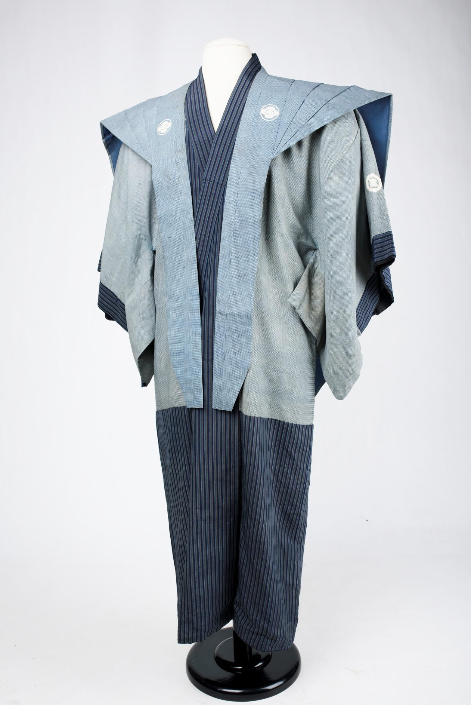 Indigo silk Samurai kimono Kosode and kamishimo - Japan Late 19th century 1