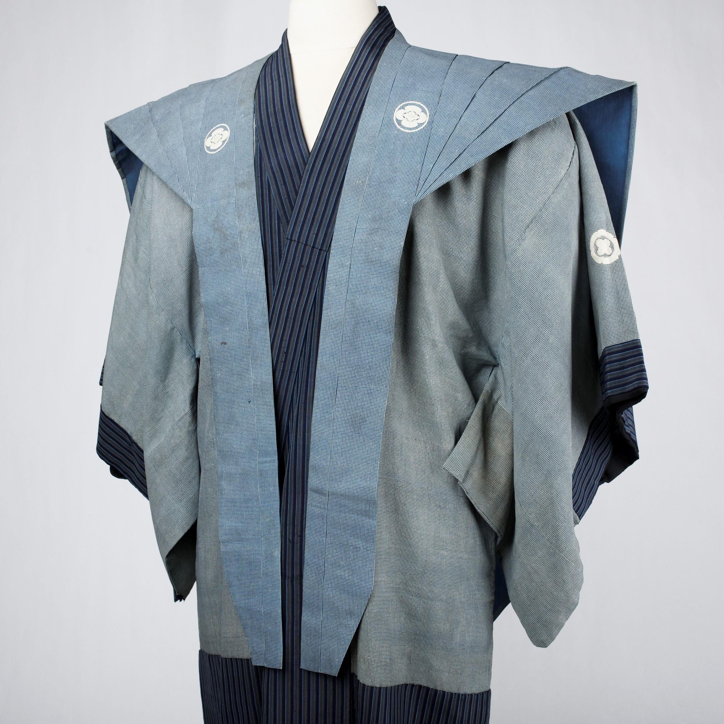 Indigo silk Samurai kimono Kosode and kamishimo - Japan Late 19th century 2