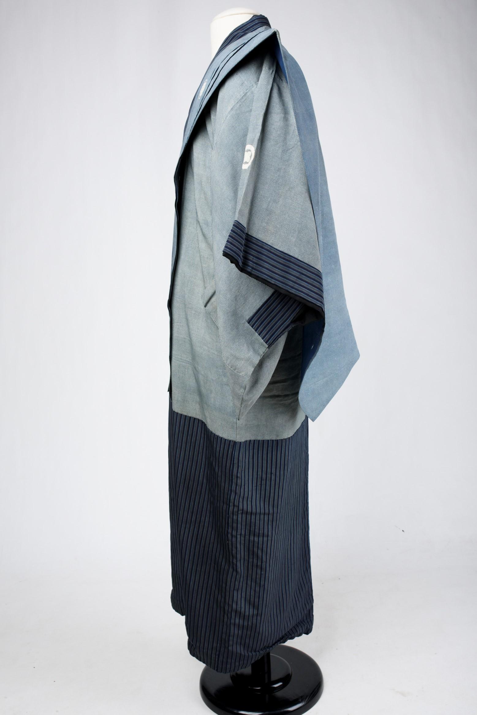 Indigo silk Samurai kimono Kosode and kamishimo - Japan Late 19th century 3