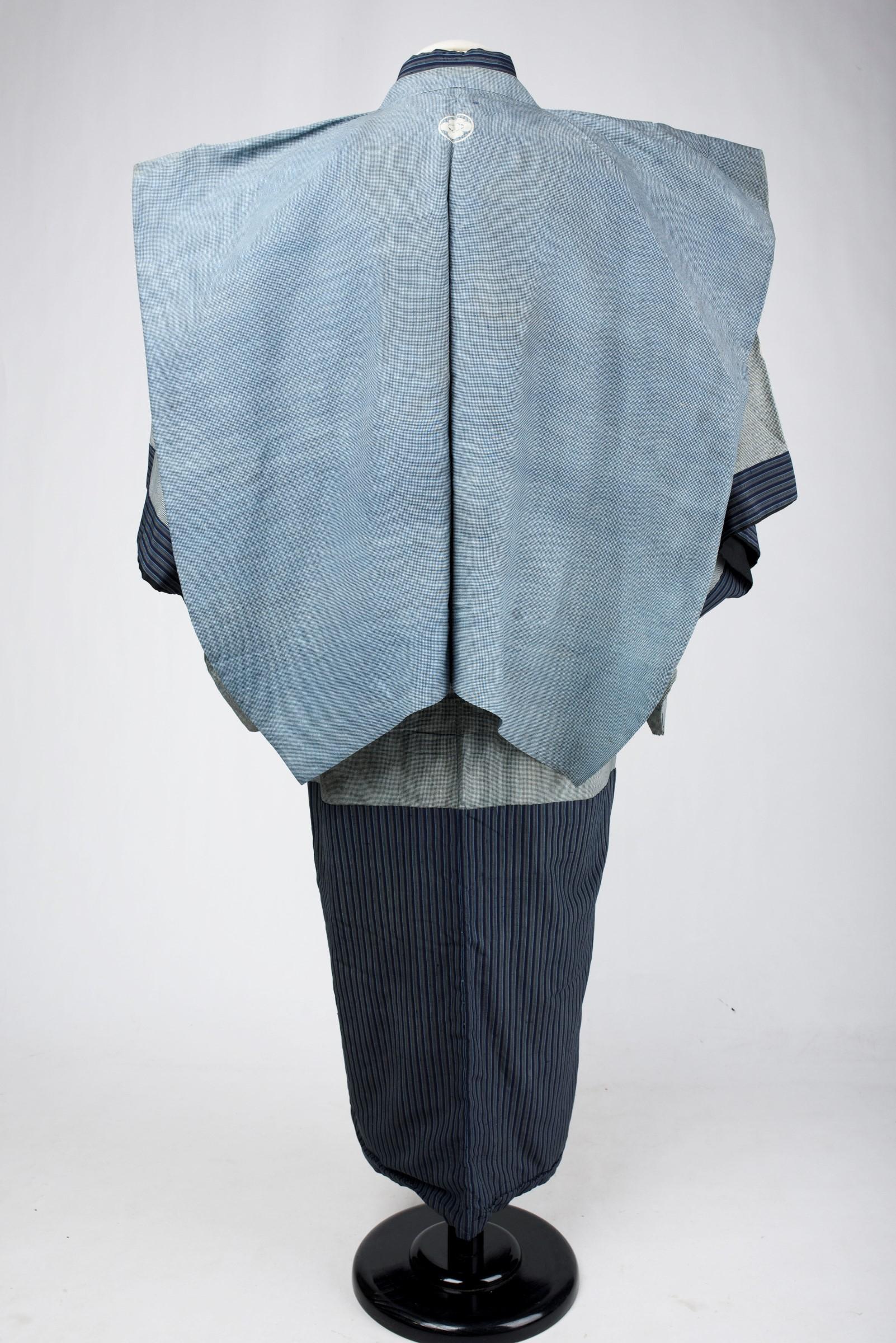 Indigo silk Samurai kimono Kosode and kamishimo - Japan Late 19th century 4