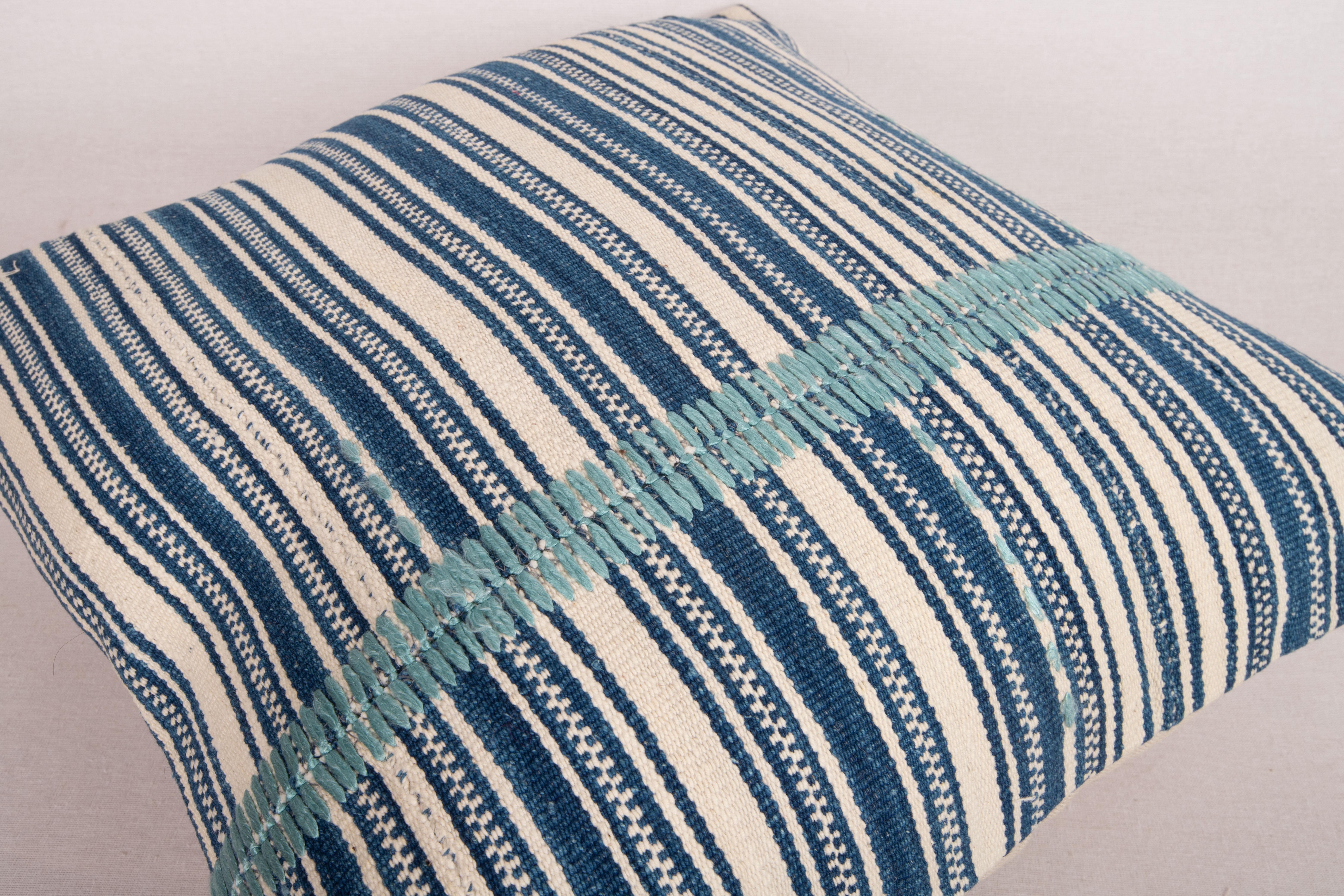 Indigo Stripped Pillow Cover, Made from a Mid 20th C. Turkish Kilim 3