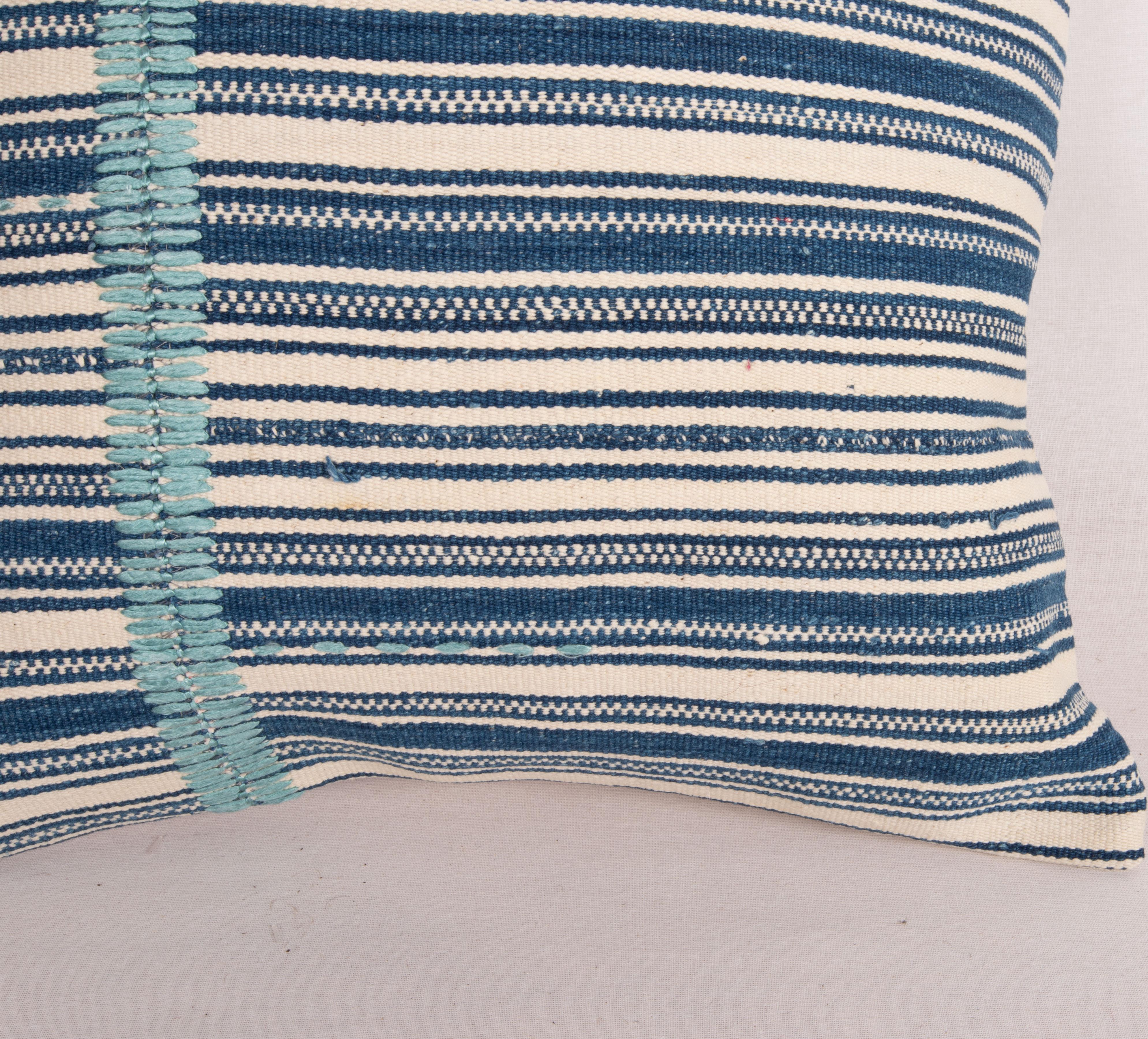 Indigo Stripped Pillow Cover, Made from a Mid 20th C. Turkish Kilim In Good Condition In Istanbul, TR