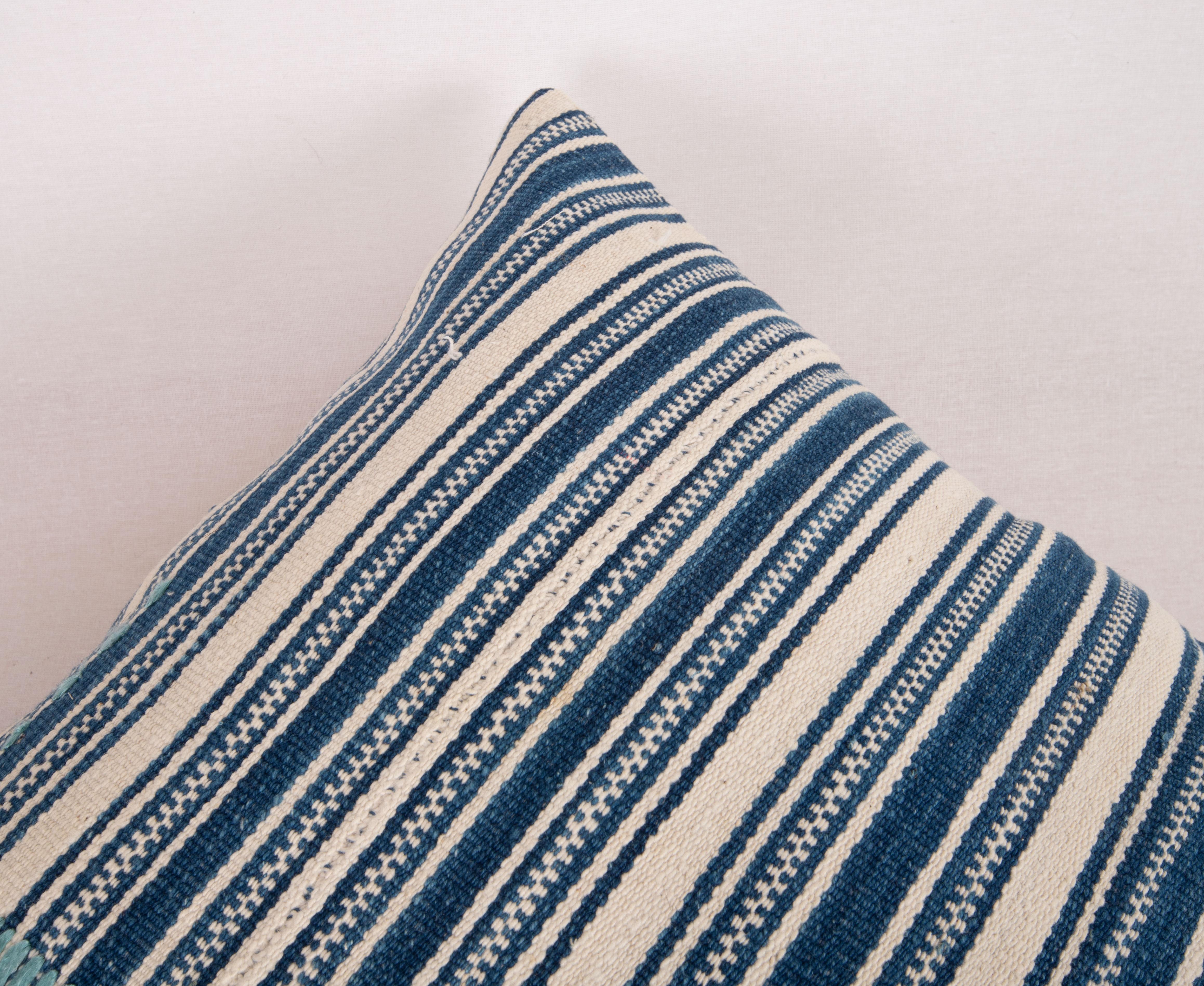 Indigo Stripped Pillow Cover, Made from a Mid 20th C. Turkish Kilim 1