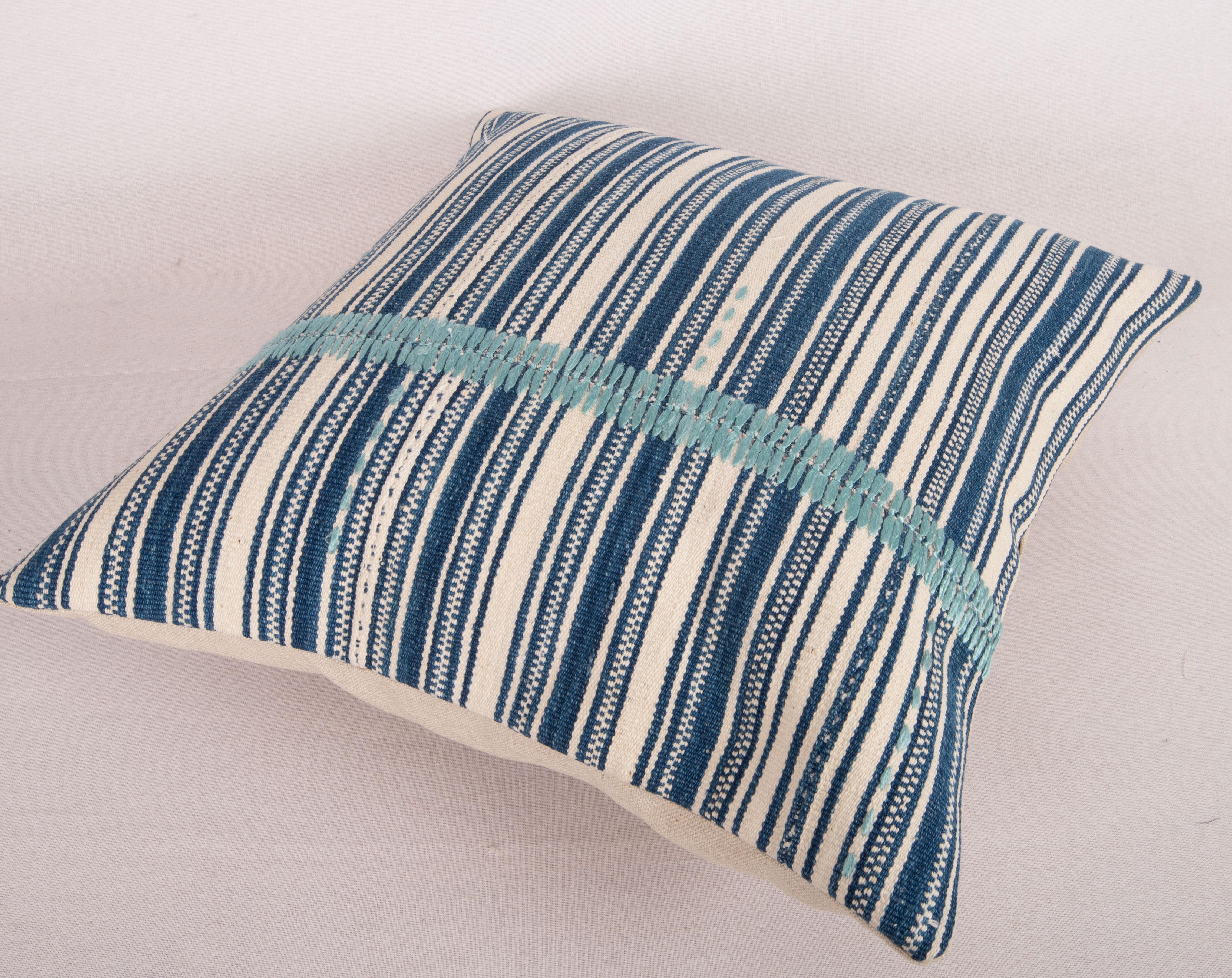 Indigo Stripped Pillow Cover, Made from a Mid 20th C. Turkish Kilim 3