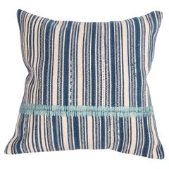 Retro Indigo Stripped Pillow Cover, Made from a Mid 20th C. Turkish Kilim