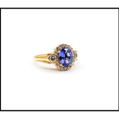 Indigo Tanzanite & Diamond Ring in 14k Yellow Gold