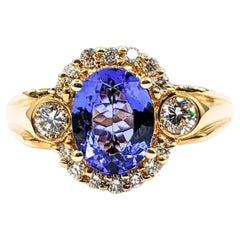 Indigo Tanzanite & Diamond Ring in 14k Yellow Gold