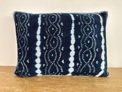 Indigo-Dyed Tribal Textile Pillow in Cotton and Linen, Modern Design