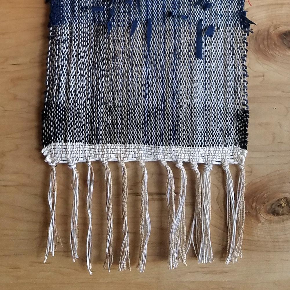 Hand-Woven Indigo Blue Fiber Art Weaving by All Roads For Sale