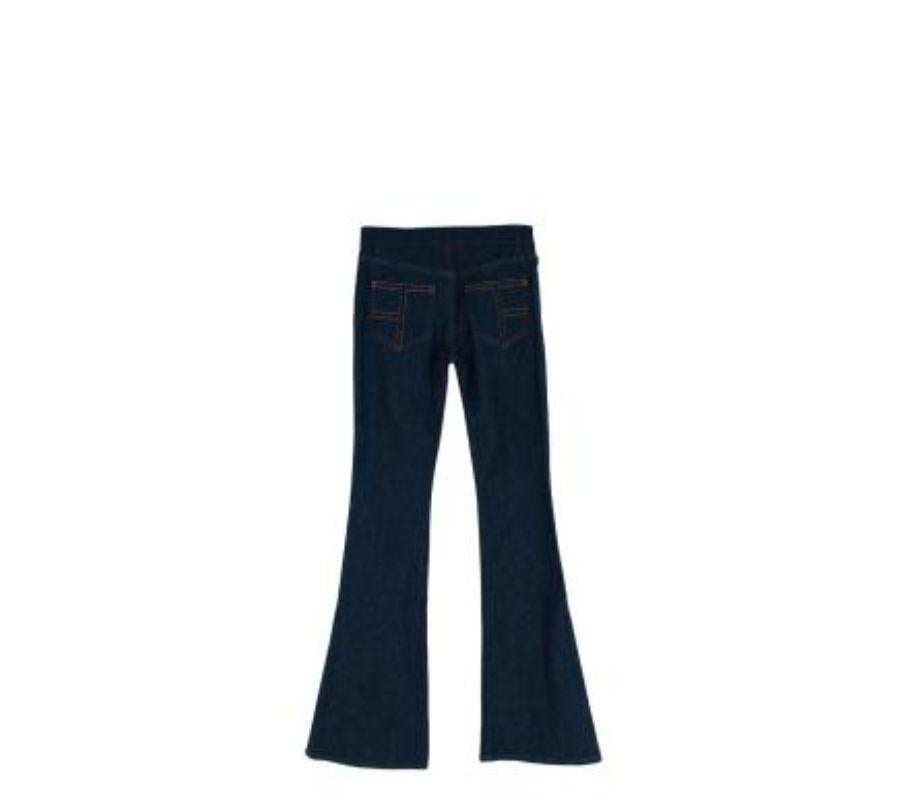 Black Indigo wash denim flared jeans For Sale