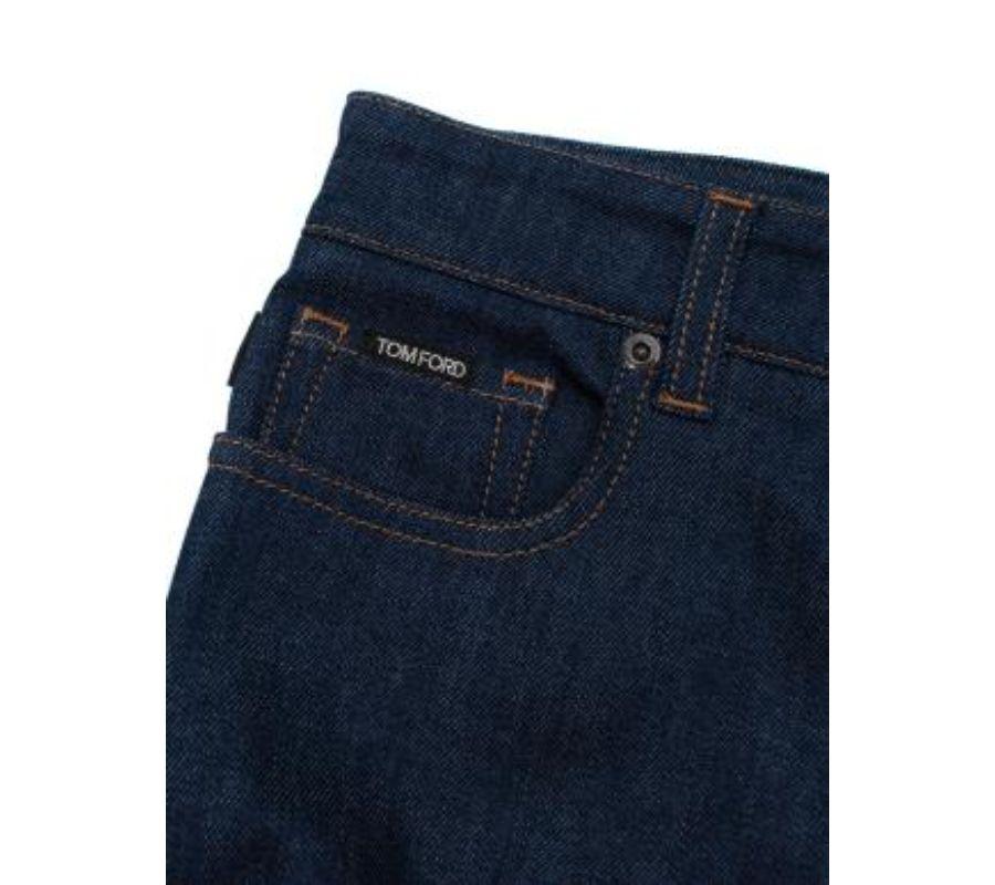 Indigo wash denim flared jeans For Sale 1