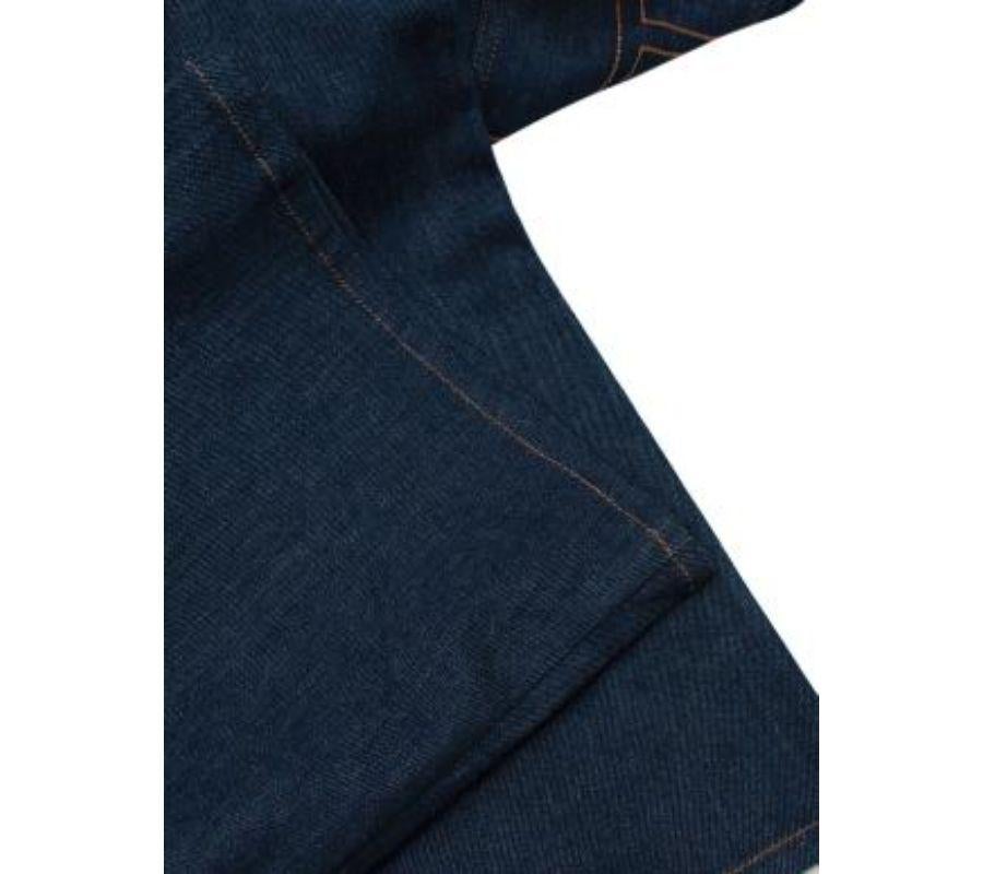 Indigo wash denim flared jeans For Sale 2