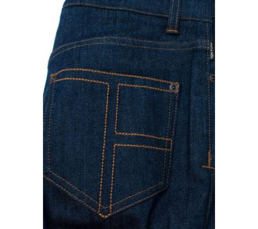 Indigo wash denim flared jeans For Sale 3