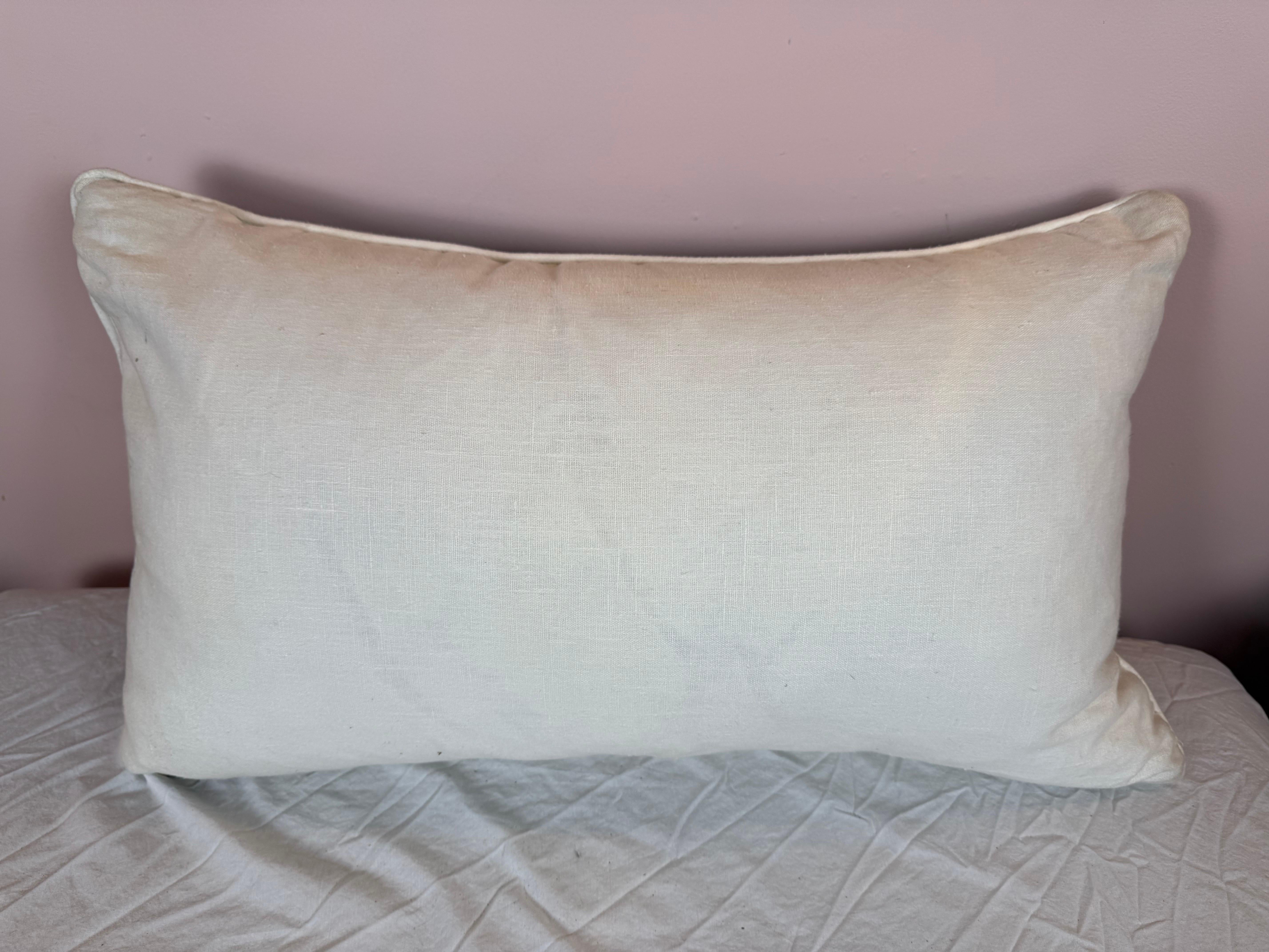 Coton Oreiller en batik indigo et blanc en vente