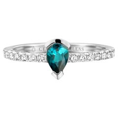 Anello di fidanzamento in oro bianco con diamante Indigolite