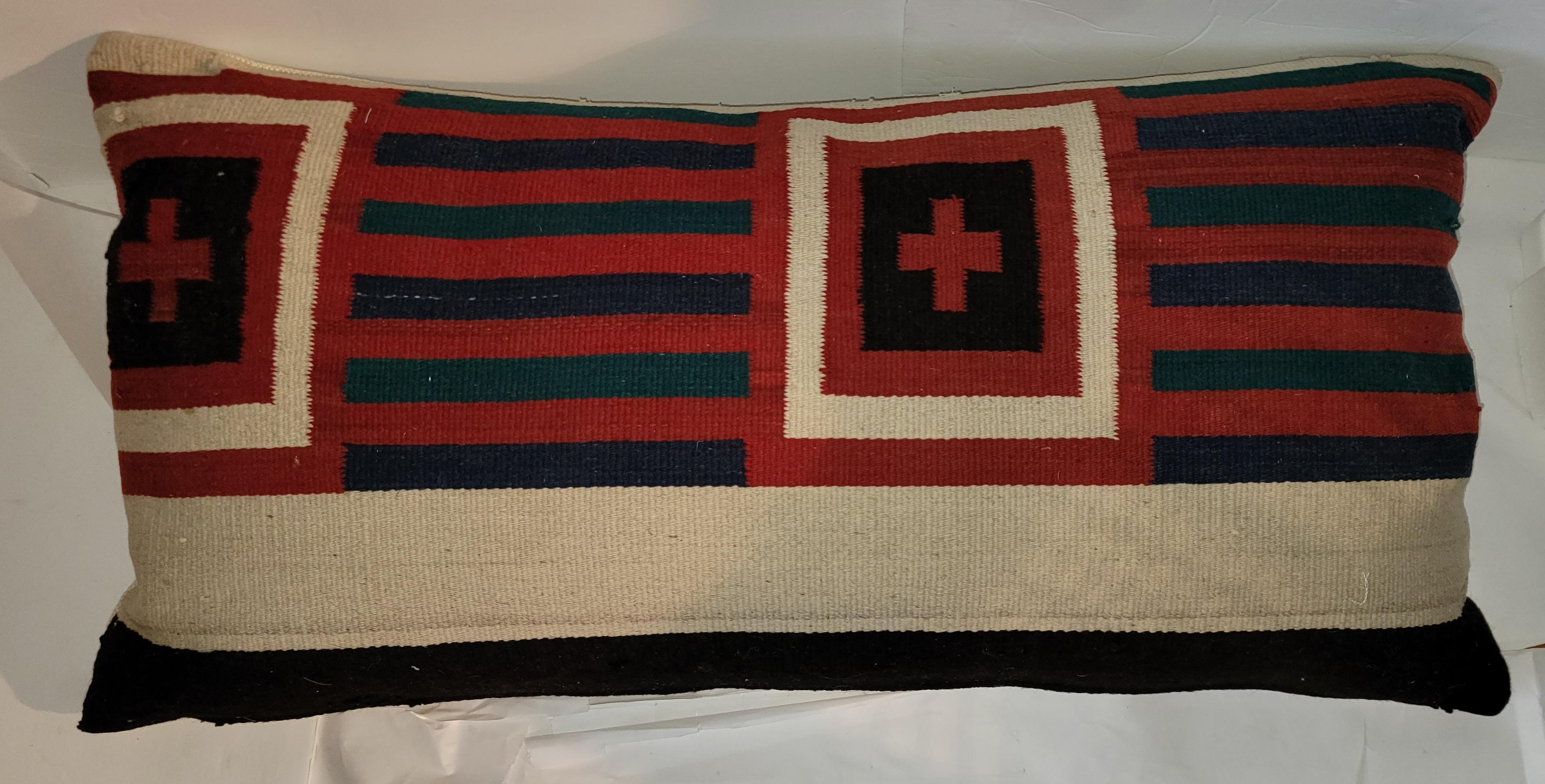 Navajo Indian Weaving Pillow with Cross. 
Feather and down insert and zippered sham.