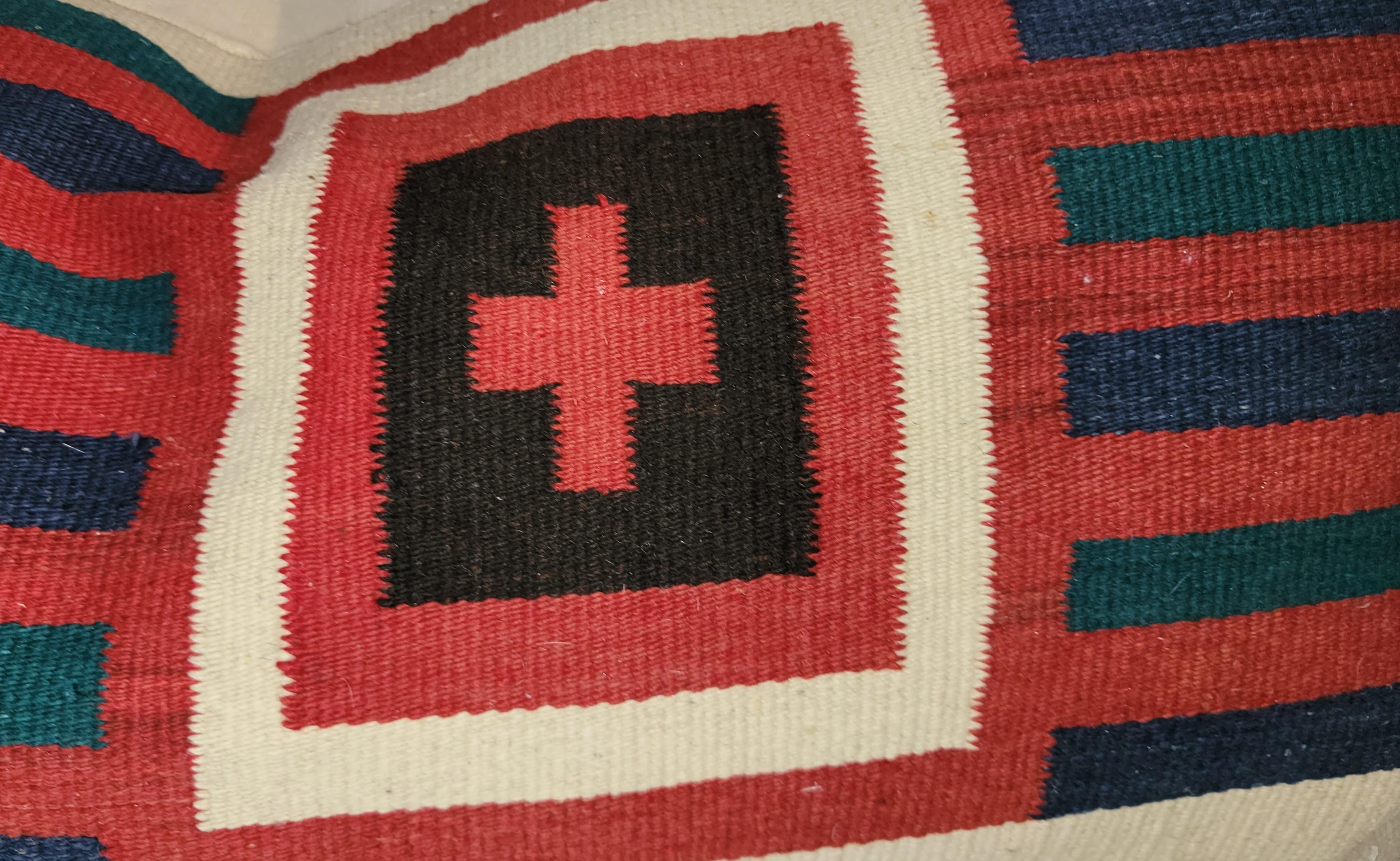 Navajo Indian Weaving Pillow with Cross In Good Condition In Los Angeles, CA