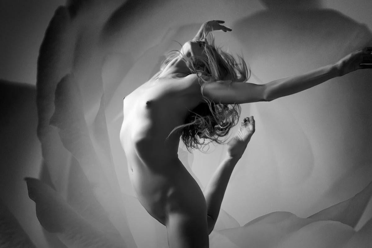 Indira Cesarine Figurative Photograph - "Goddess and the Roses No 1" Photography, Archival Ink on Aluminum, Nude