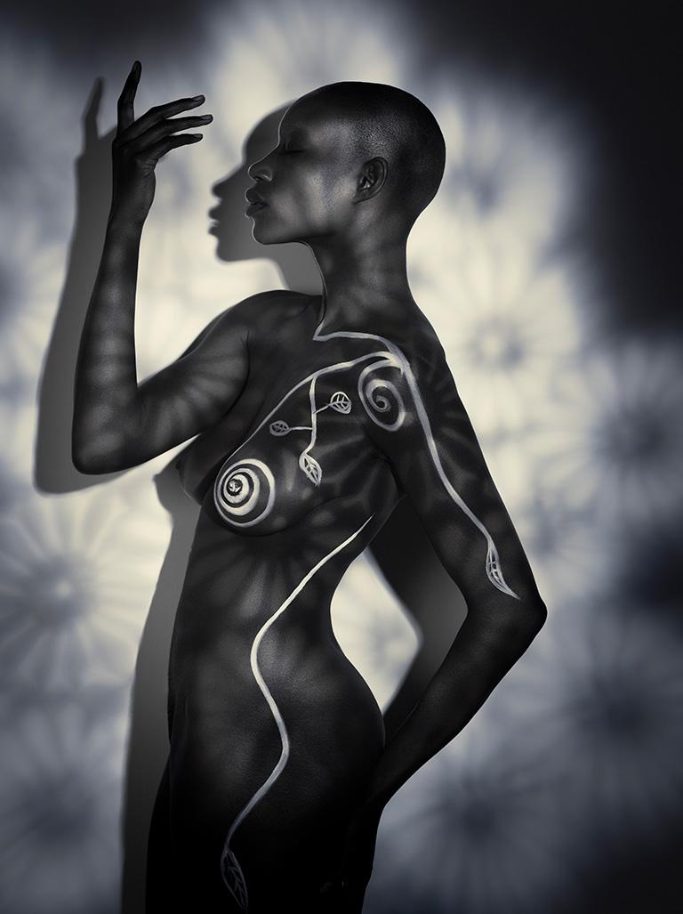 Indira Cesarine Figurative Photograph - "Iyanna No 1" Photography, Archival Aluminum Print, Figurative, Black & White