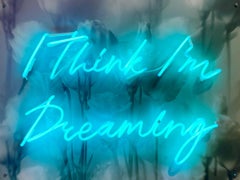 Sculpture murale « I Think I'm Dreaming », verre au néon monté sur photographie d'archives