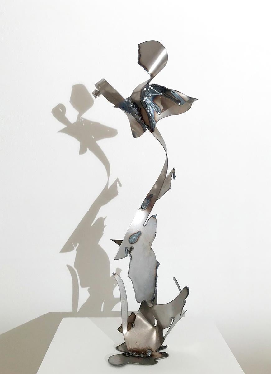 Indira Cesarine Abstract Sculpture - "La Fleur" Steel Sculpture, Plasma Cut and Welded 