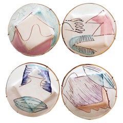 Individual and Unique Abstract Loughran Plates, Set of 4, Signed