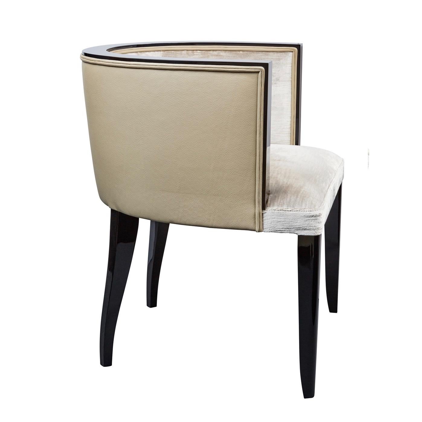 Contemporary Individual Customizable Semicircular Chair with Low Backrest in Art Deco Style For Sale