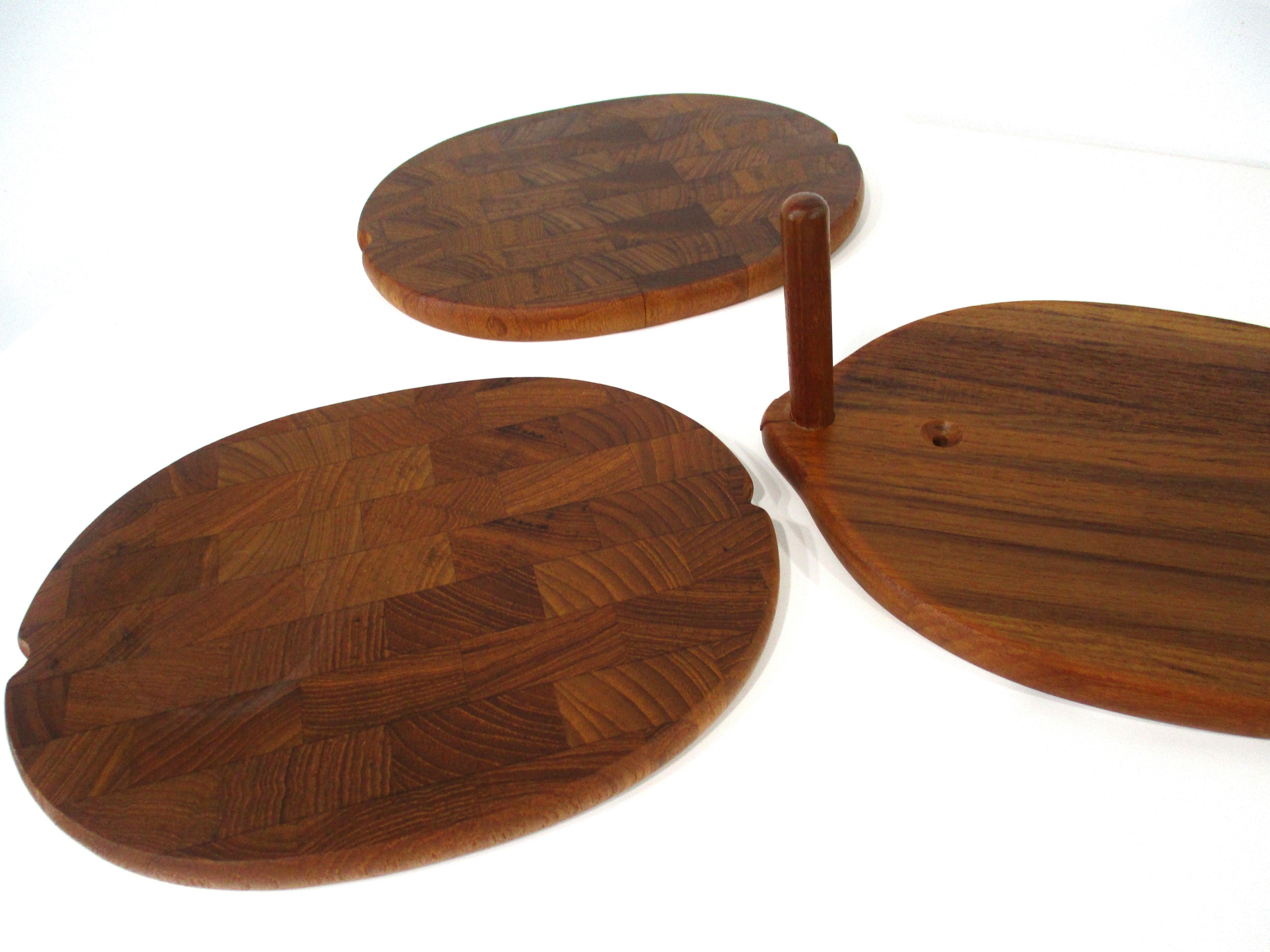 20th Century Individual Teak Charcuterie Serving Trays with Holder by Digsmed Denmark