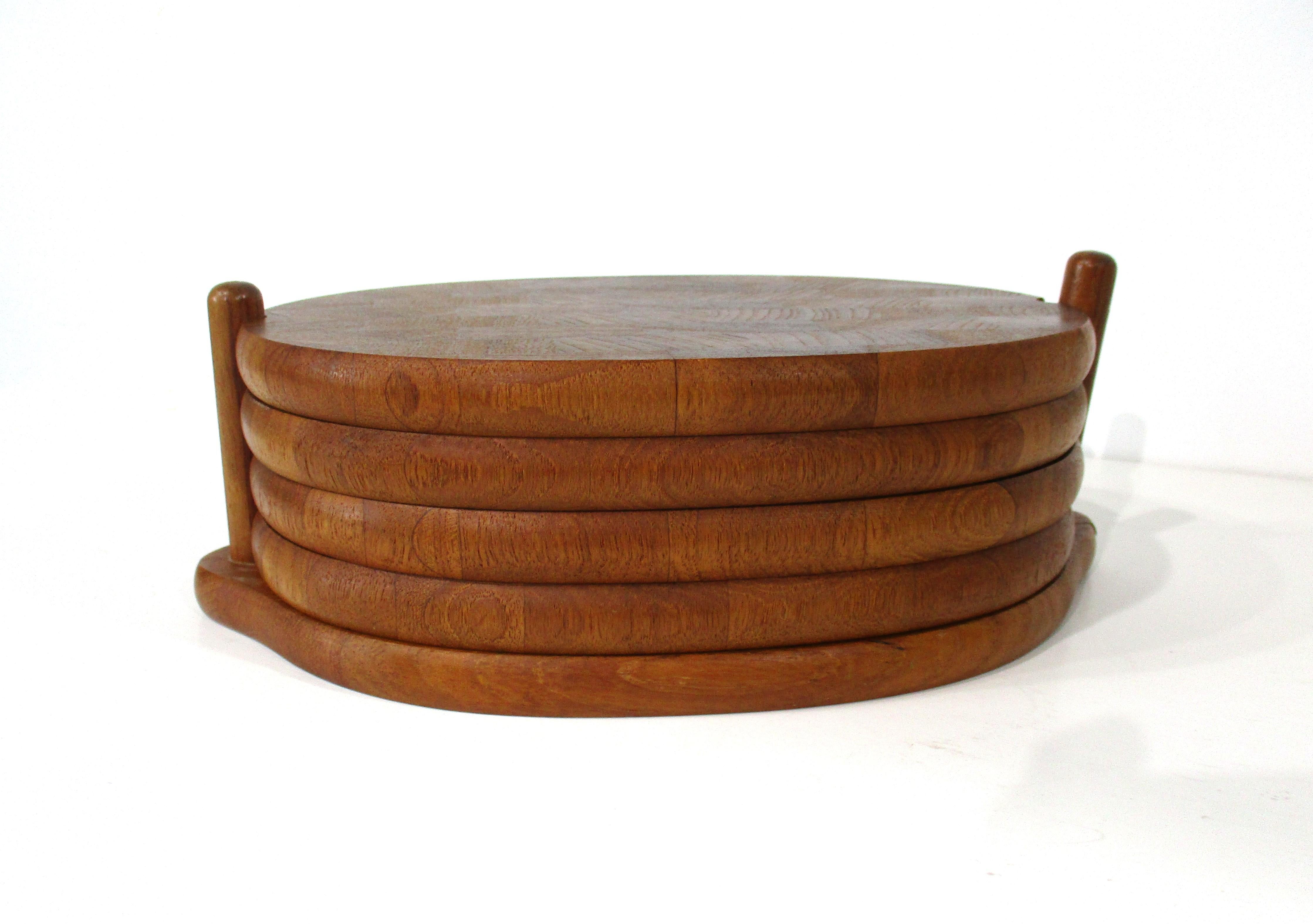 Individual Teak Charcuterie Serving Trays with Holder by Digsmed Denmark 1