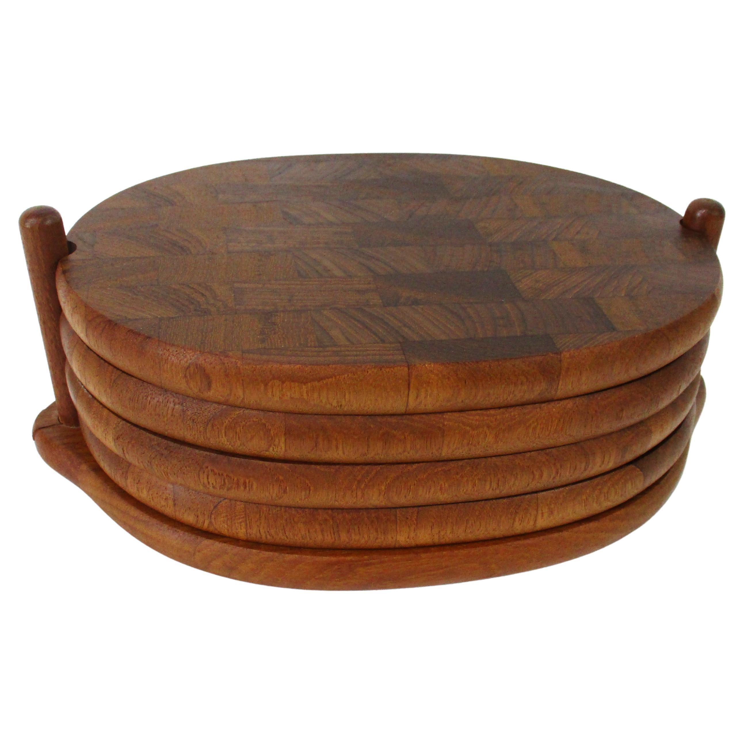 Individual Teak Charcuterie Serving Trays with Holder by Digsmed Denmark