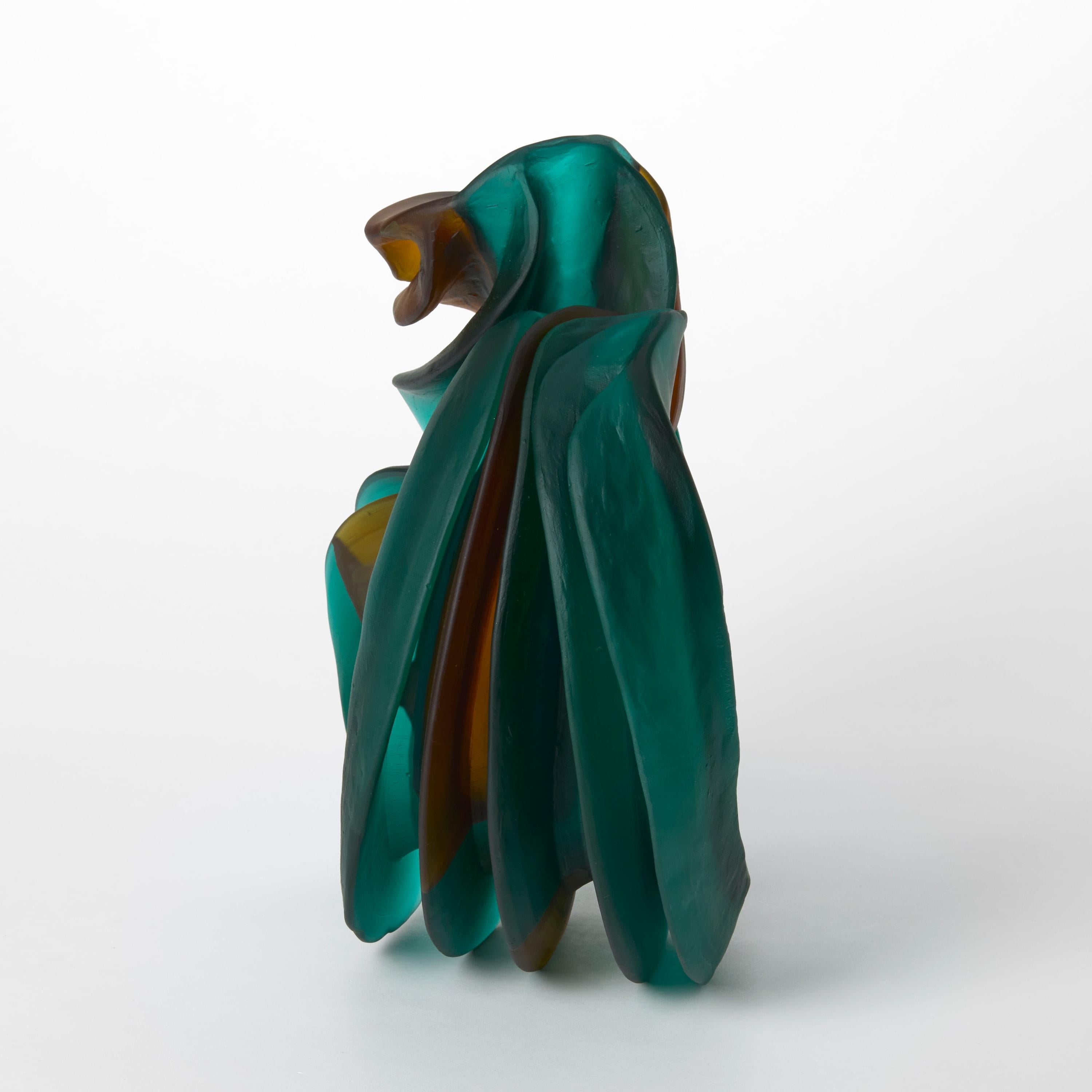 Calco Individual Twist in Aquamarine & Amber, una scultura in vetro di Nina Casson McGarva in vendita