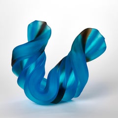 Individual Twist in Aquamarine & Grey, a glass sculpture by Nina Casson McGarva