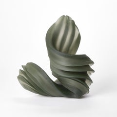 Individual Twist in Dark Green, a cast glass artwork by Nina Casson McGarva