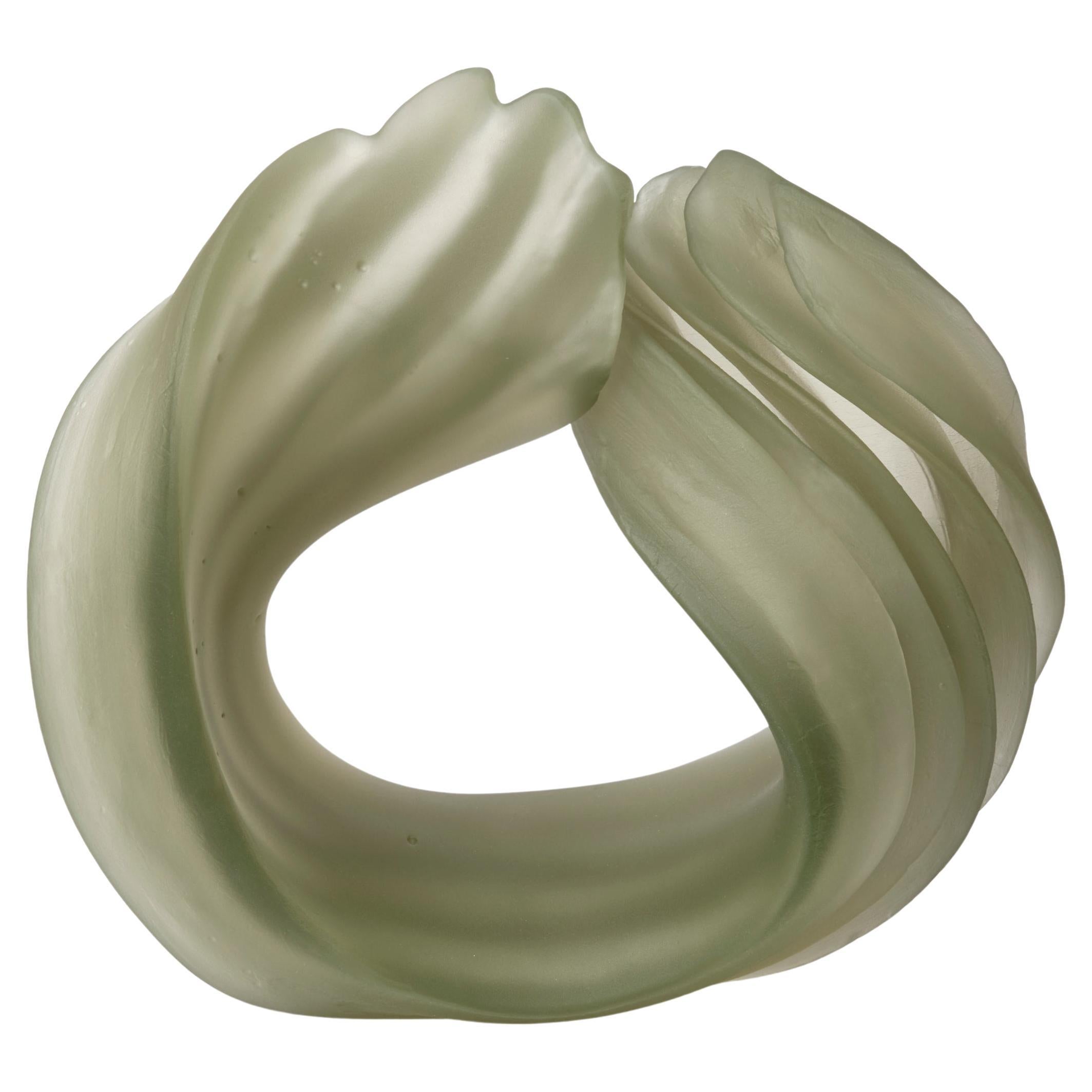 Individual Twist in Green, a curling cast glass artwork by Nina Casson McGarva