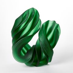 Individual Twist in Green, standing cast glass sculpture by Nina Casson McGarva