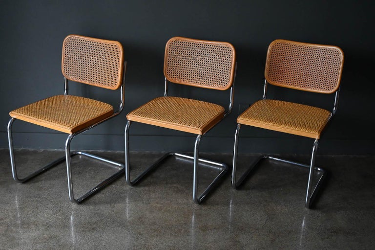 Individual Vintage Marcel Breuer for Knoll Cesca dining chairs, 1960. Model D40 Cantilevered Dining Chair in excellent original condition, with original Knoll labels. The cane is perfect on these chairs and they are SOLD INDIVIDUALLY for your