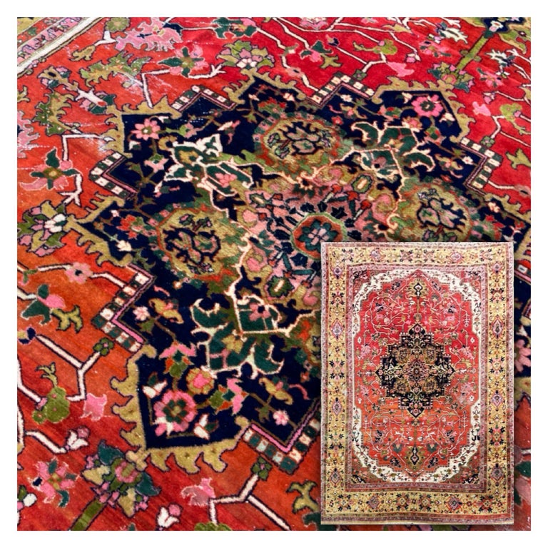 Indo-heriz Serapi Design, Geometric Rug For Sale at 1stDibs