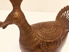 Indo-Islamic Dhokra Copper Betel Nut Peacock Lidded Box