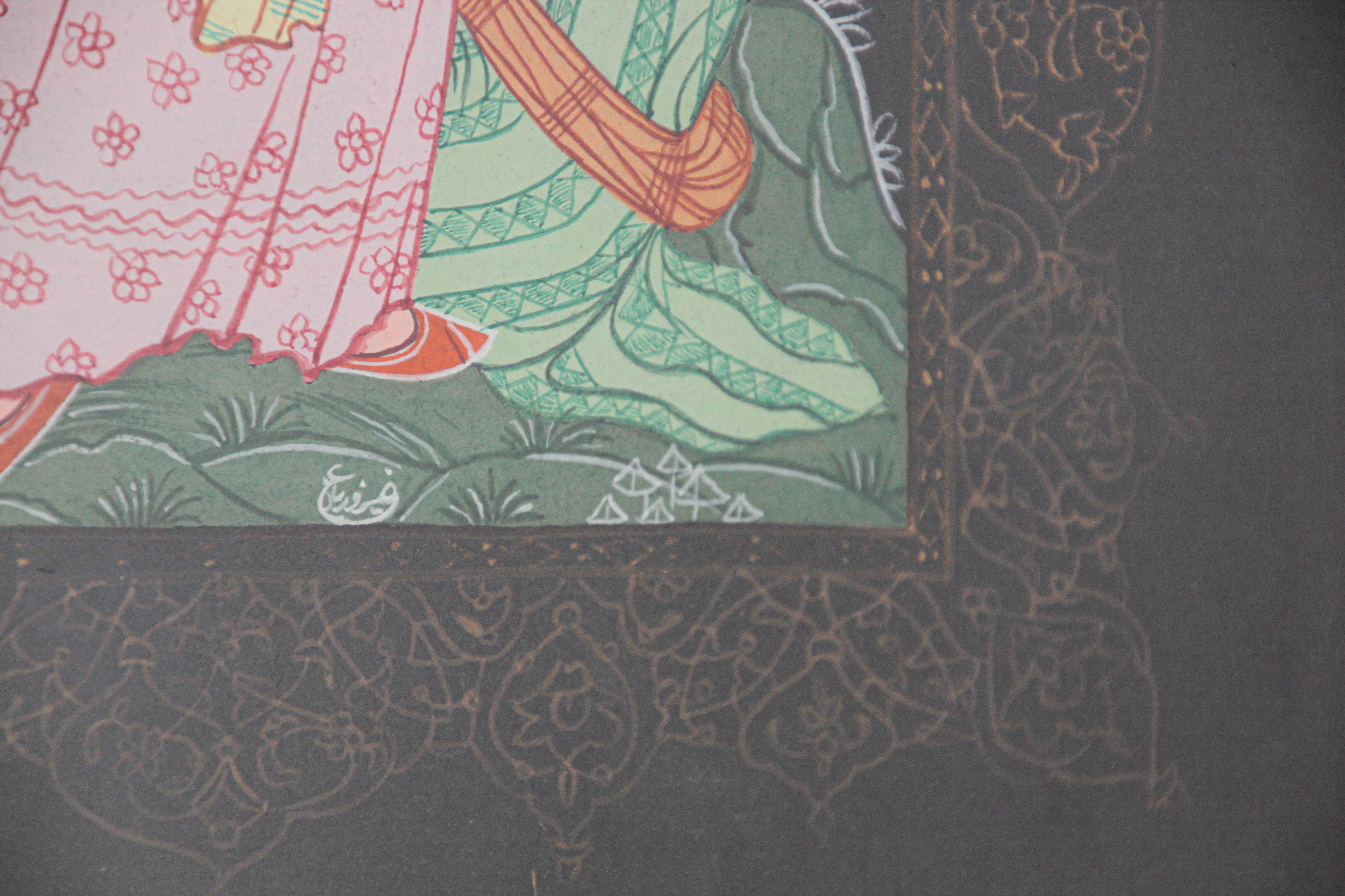 Indo Persian 19th Century Indian Mughal Scene Miniature Painting 2