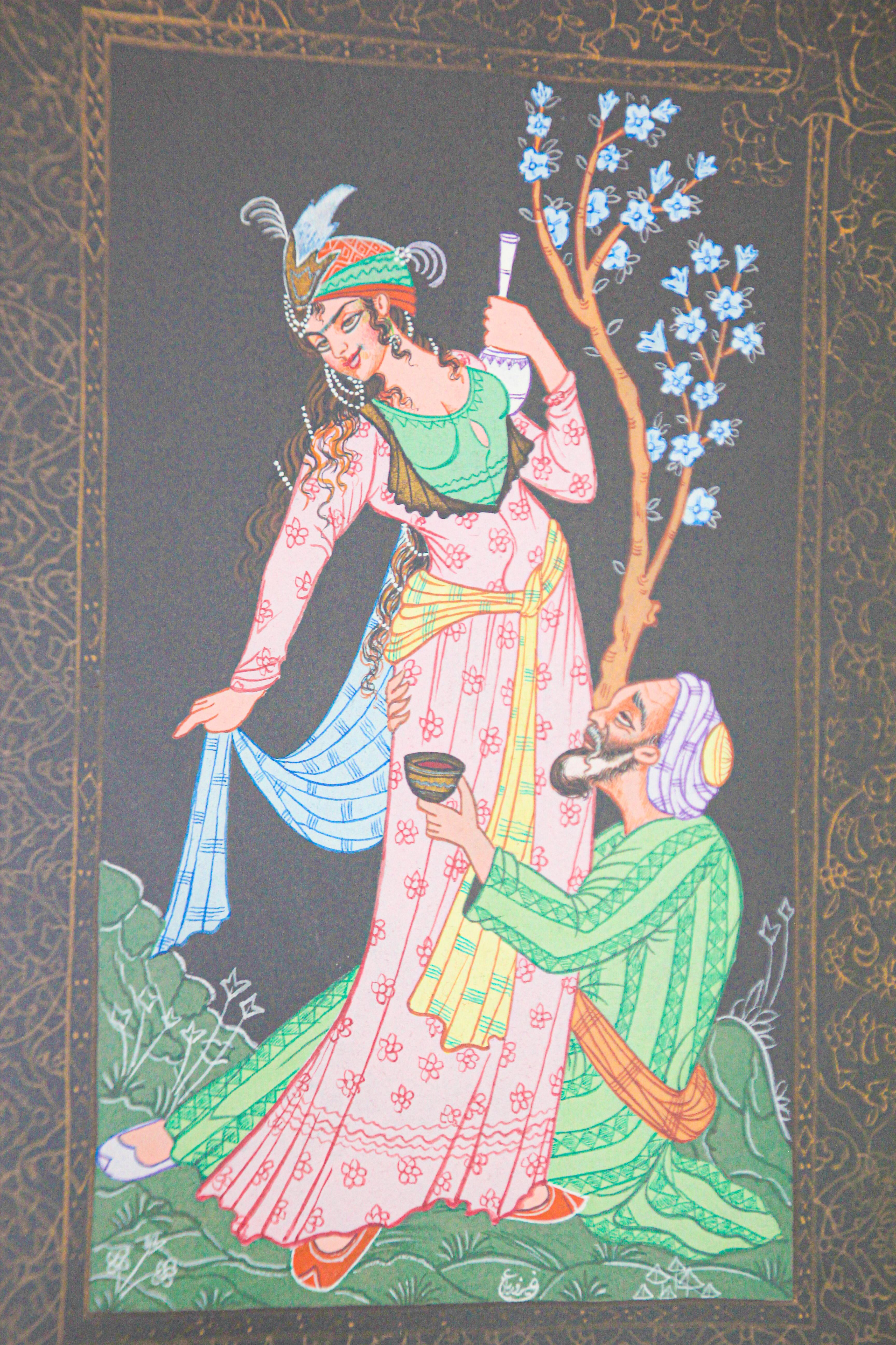 Indo Persian 19th Century Indian Mughal Scene Miniature Painting 6