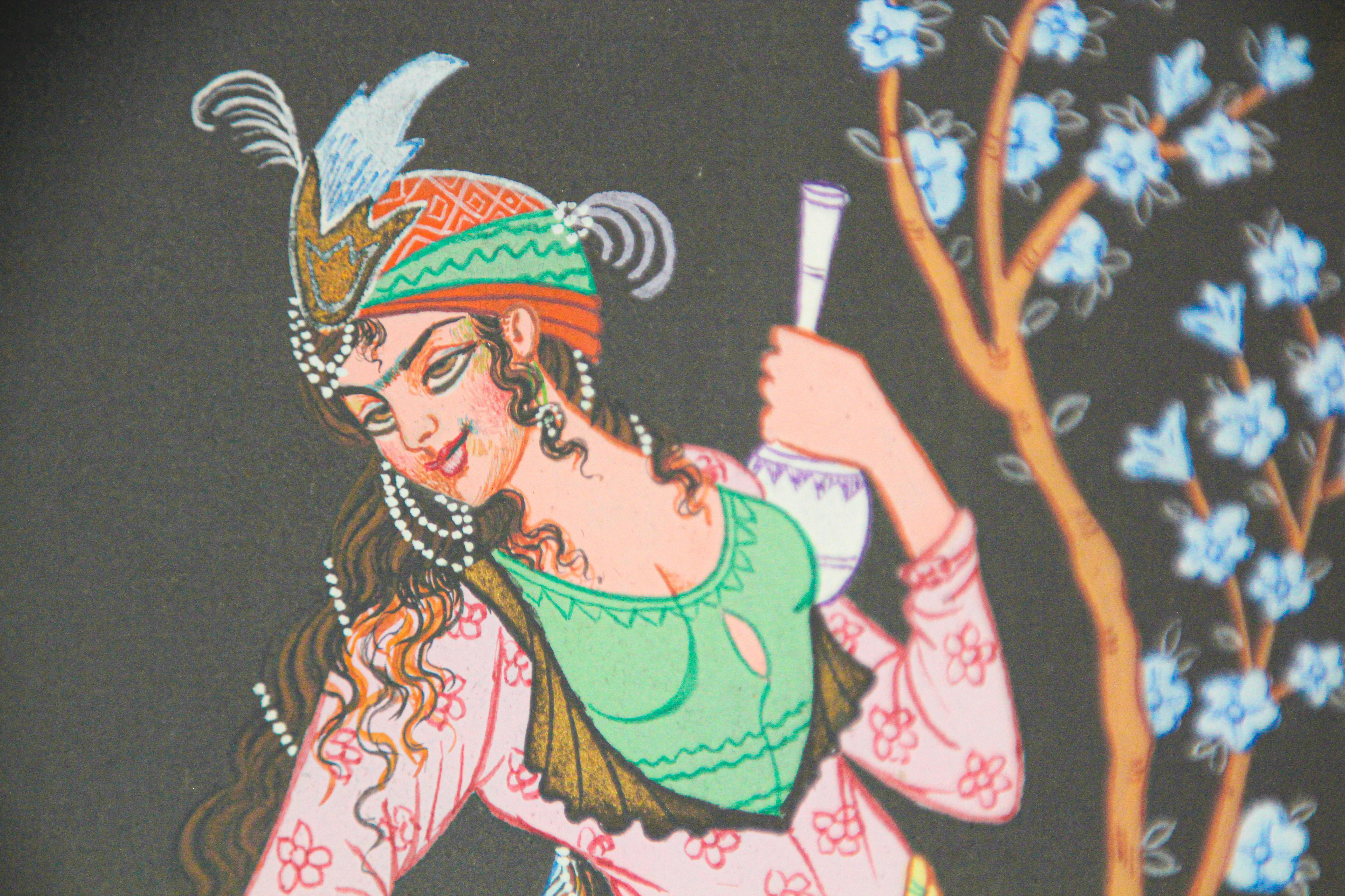 Indo Persian 19th Century Indian Mughal Scene Miniature Painting 8