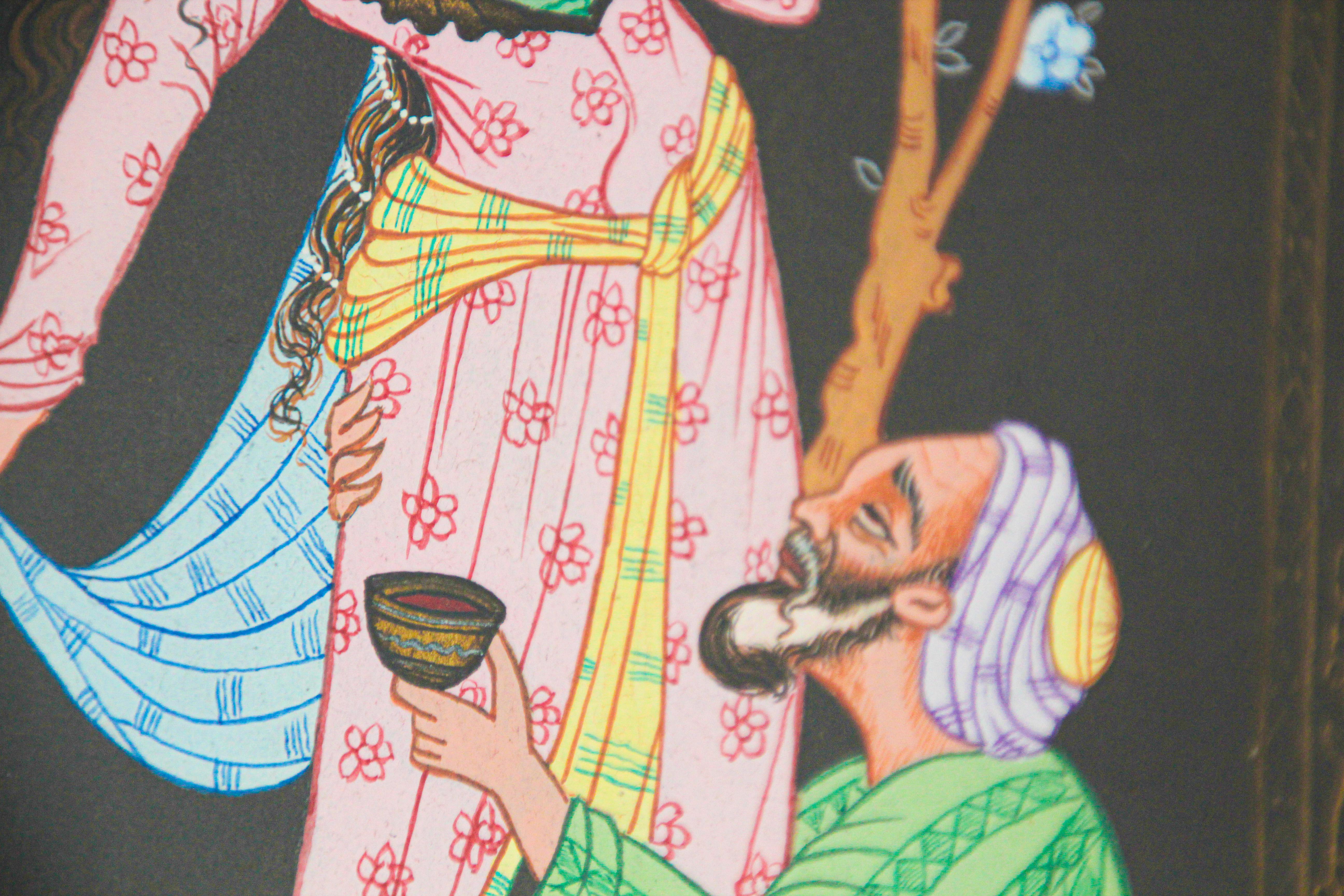 Indo Persian 19th Century Indian Mughal Scene Miniature Painting 9