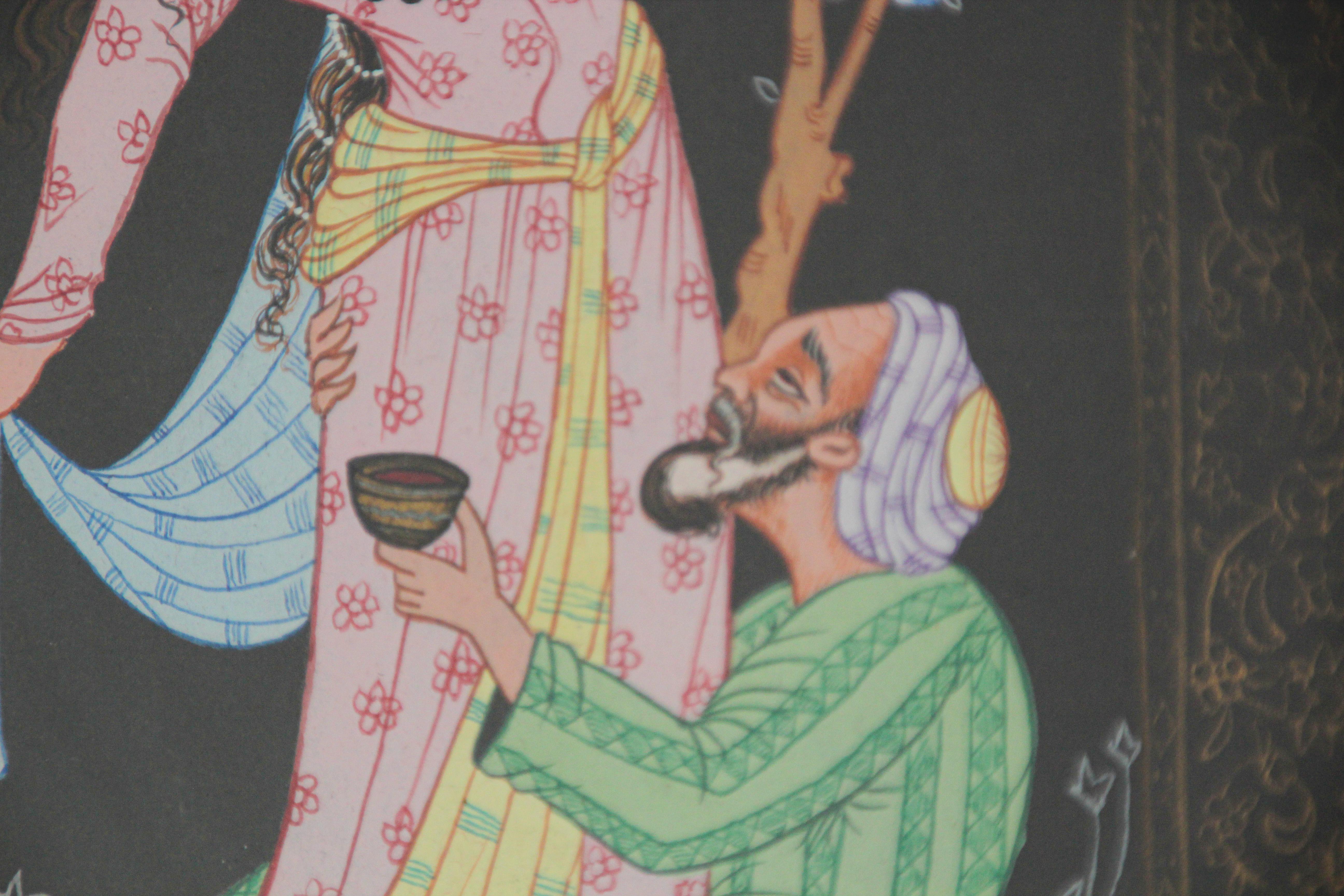 Indo Persian 19th Century Indian Mughal Scene Miniature Painting 1