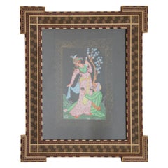Indo Persian 19. Jahrhundert Indische Mughal Szene Miniaturmalerei