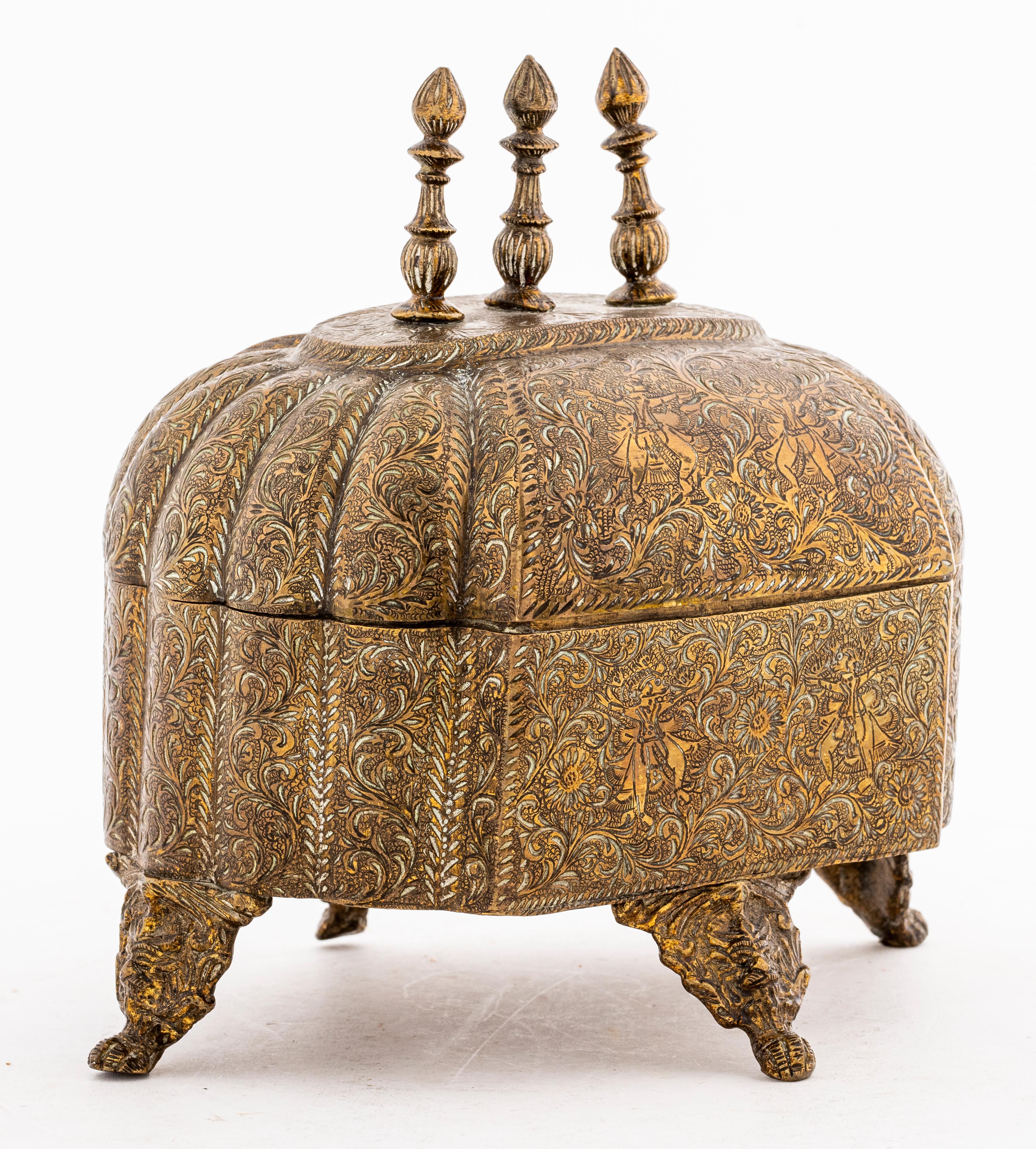 20th Century Indo-Persian Brass Box with Lid For Sale