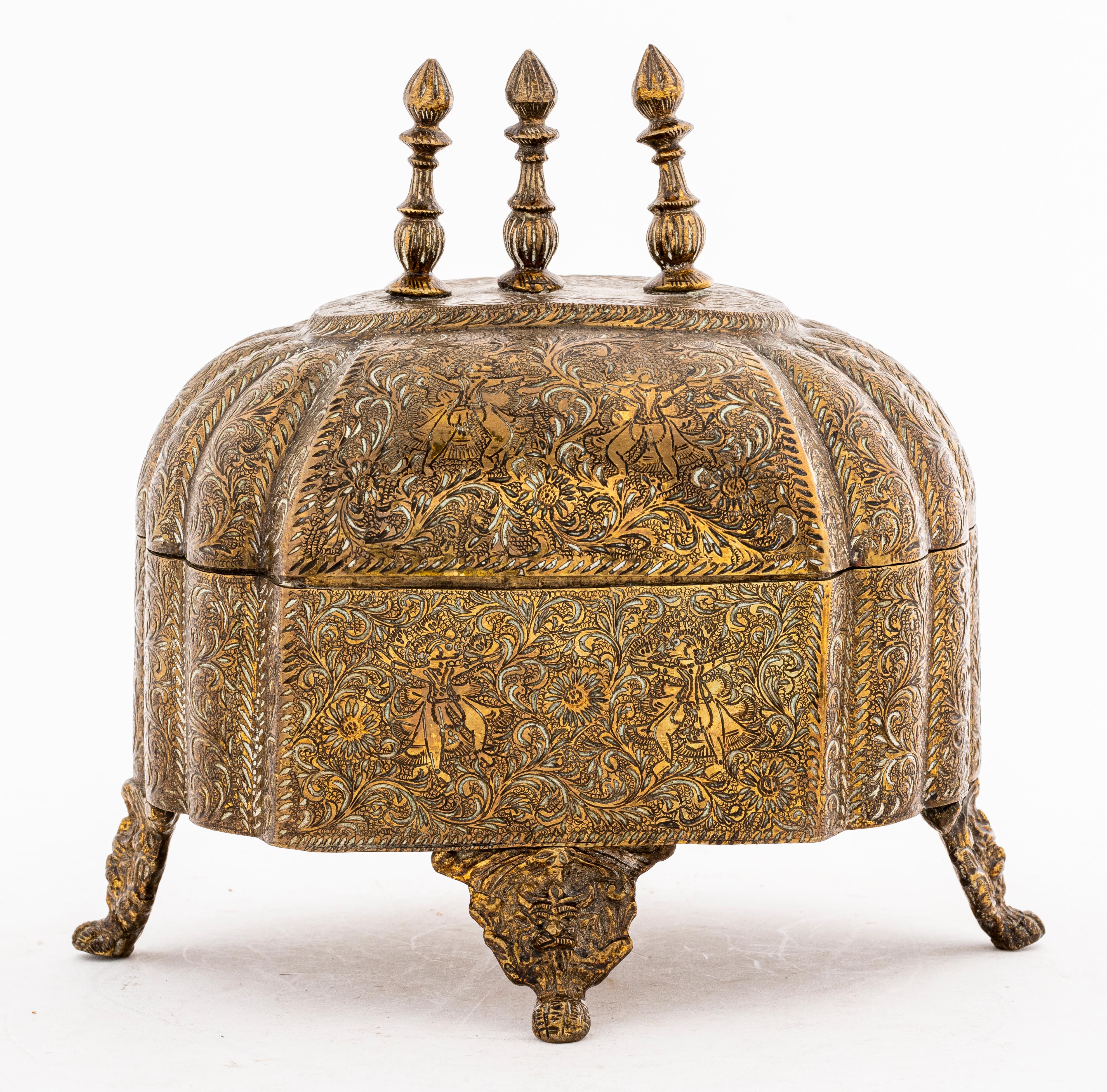 20th Century Indo-Persian Brass Box with Lid For Sale
