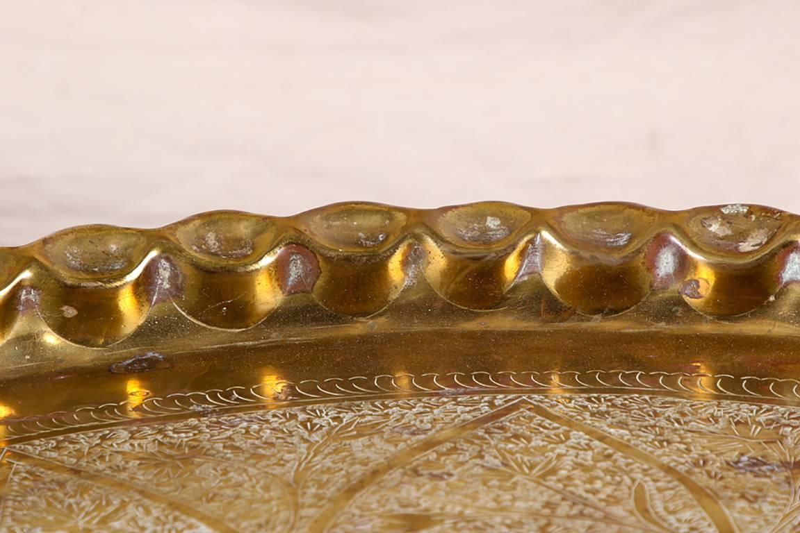 Anglo-Indian Indo-Persian Brass Tray on Stand Table