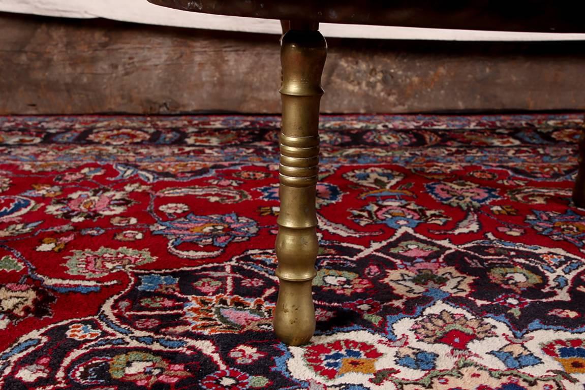 Indo-Persian Brass Tray on Stand Table In Good Condition In Bridgeport, CT