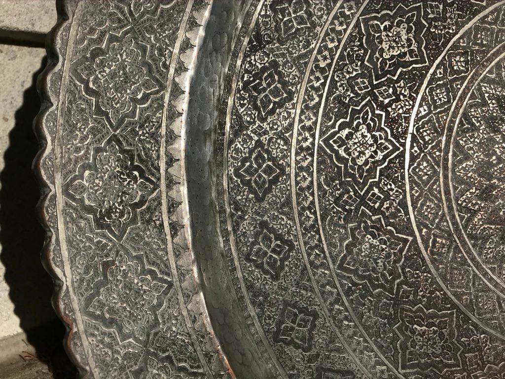 20th Century Indo-Persian Etched and Tinned Copper Tray