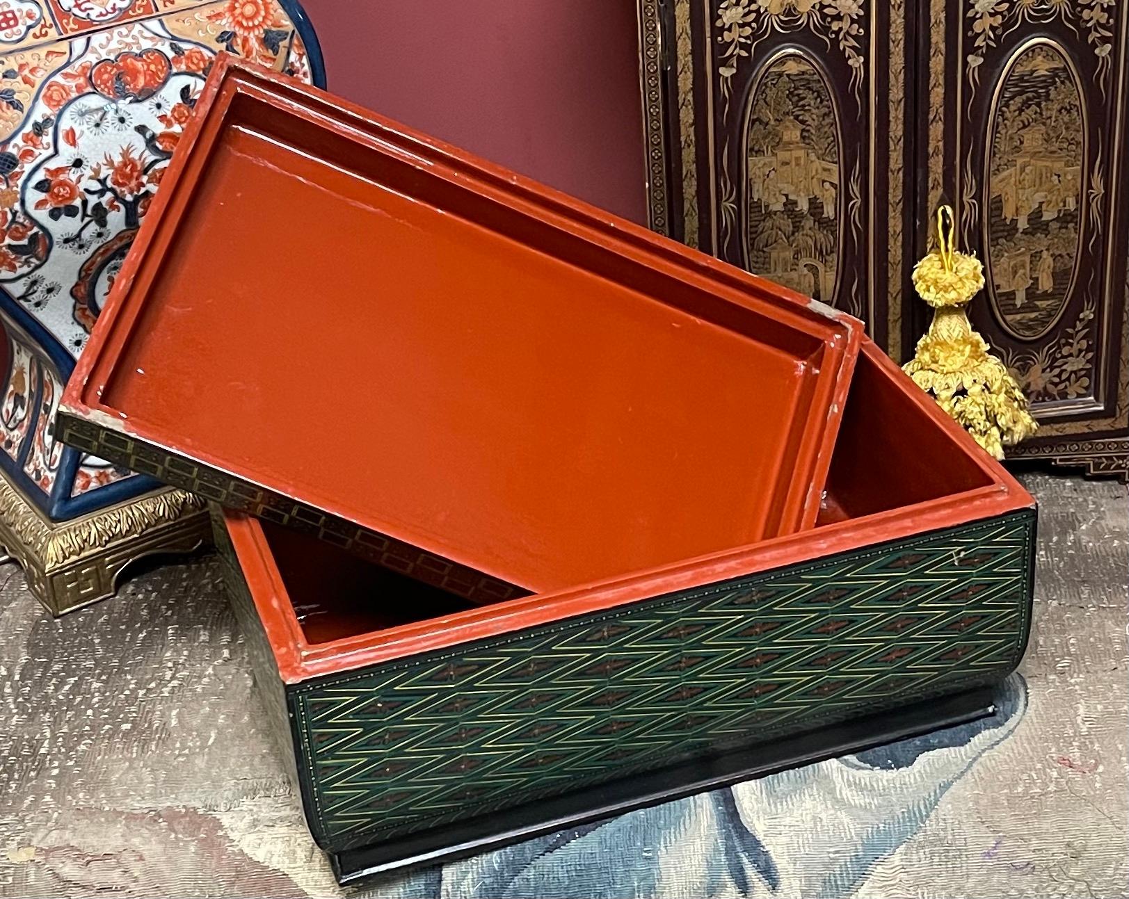 Boîte de table en papier mâché indo-persan peint à la main en vente 4
